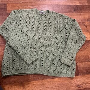 L.L. Bean Women’s Sage Green Cable Crewneck Sweater